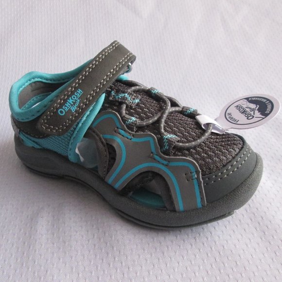 💙 OSHKOSH B’GOSH TEMPU TODDLER BOY'S SANDALS – BLACK, GREY, and TURQUOISE 6T 💙 - Picture 1 of 15